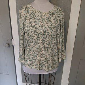 Judith Hart Collection cardigain, XL, 3/4 sleeves, blue & cream